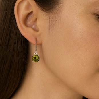 Ocelové náušnice s krystalem Swarovski Brilla Zelená