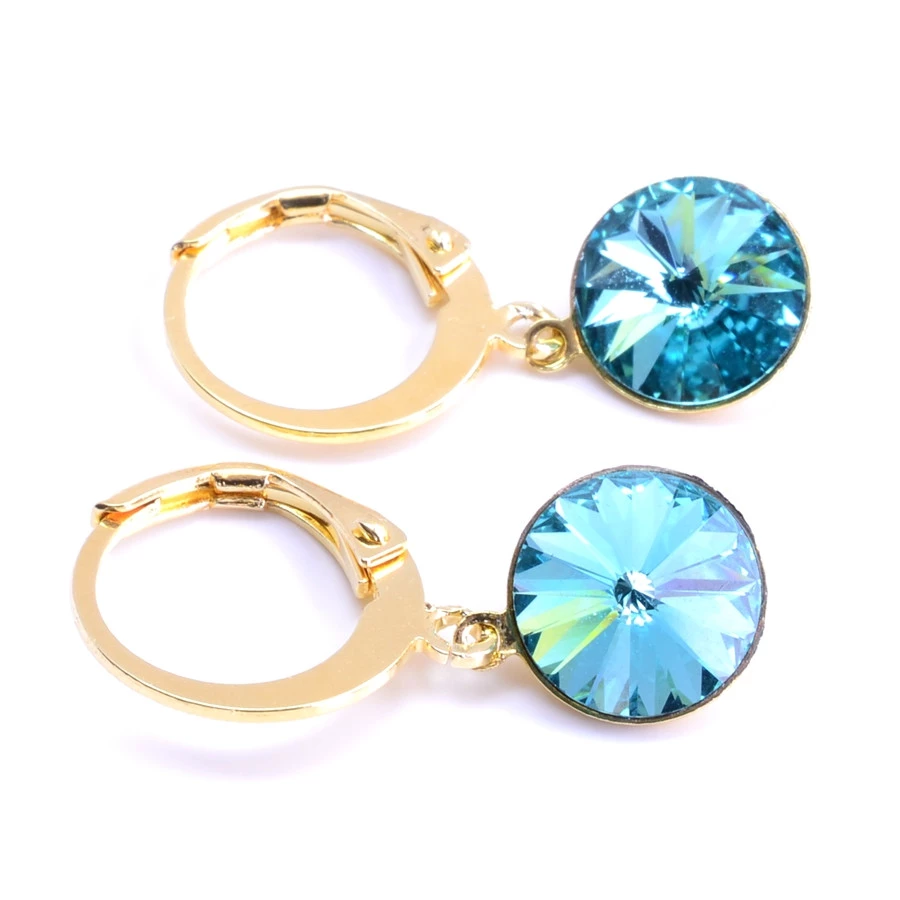 Náušnice Swarovski zlacené Light turquoise Modrá