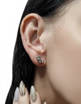 Ocelové náušnice se zirkony Yoko