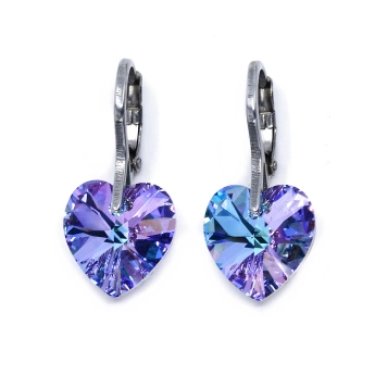 Náušnice Swarovski srdíčka Heliotrope
