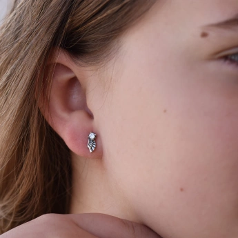 Stříbrné náušnice andělská křídla se zirkonem Adama