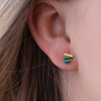 Malachit náušnice Sana Zlacení