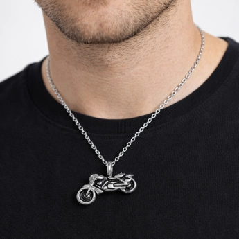 Ocelový přívěsek Motorka – pánský šperk z chirurgické oceli s řetízkem