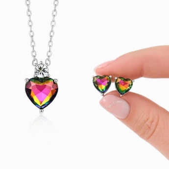 Ocelová souprava srdce Swarovski Crystal Multicolor Miranda