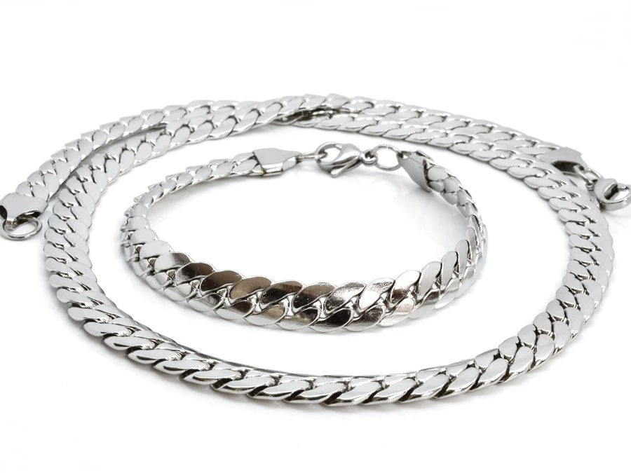 Ocelová sada náhrdelníku a náramku 4 mm – nastavitelná délka