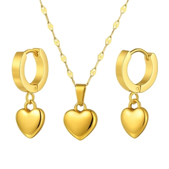 Ocelová souprava srdce zlacená