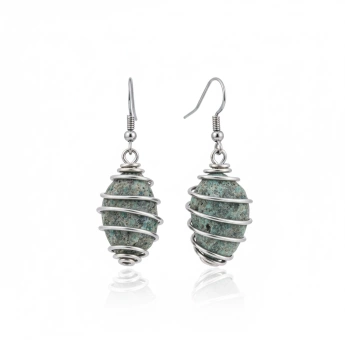 Visací ocelové náušnice s chalkopyritem Lough