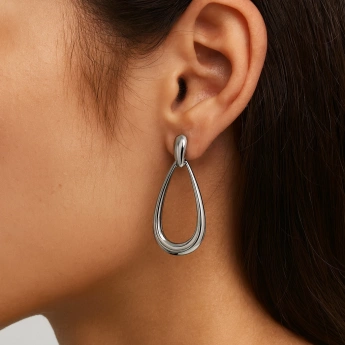 Ocelové náušnice Kapka – stříbrný lesk
