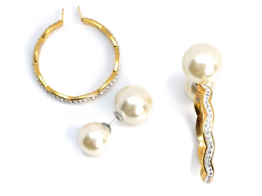 Ocelové náušnice kruhy zlacené 2v1 30 mm