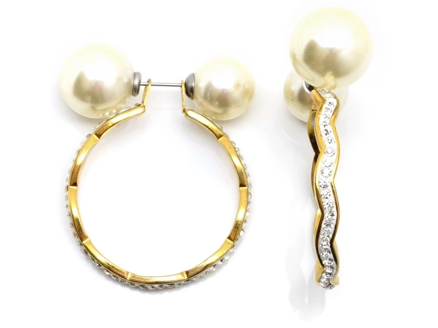 Ocelové náušnice kruhy zlacené 2v1 30 mm