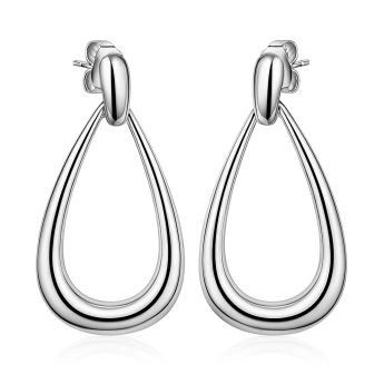 Ocelové náušnice Kapka – stříbrný lesk