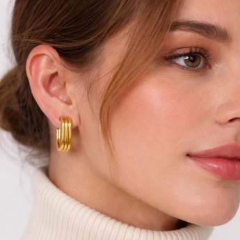 Ocelové zlacené náušnice Nuli