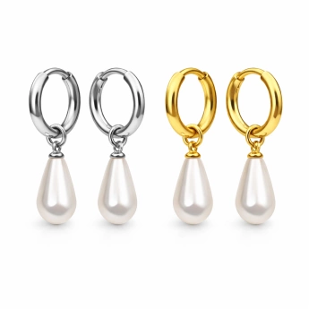 Ocelové náušnice kruhy zlacené 2v1 30 mm