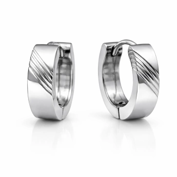 Ocelové kroužkové náušnice s rytým detailem