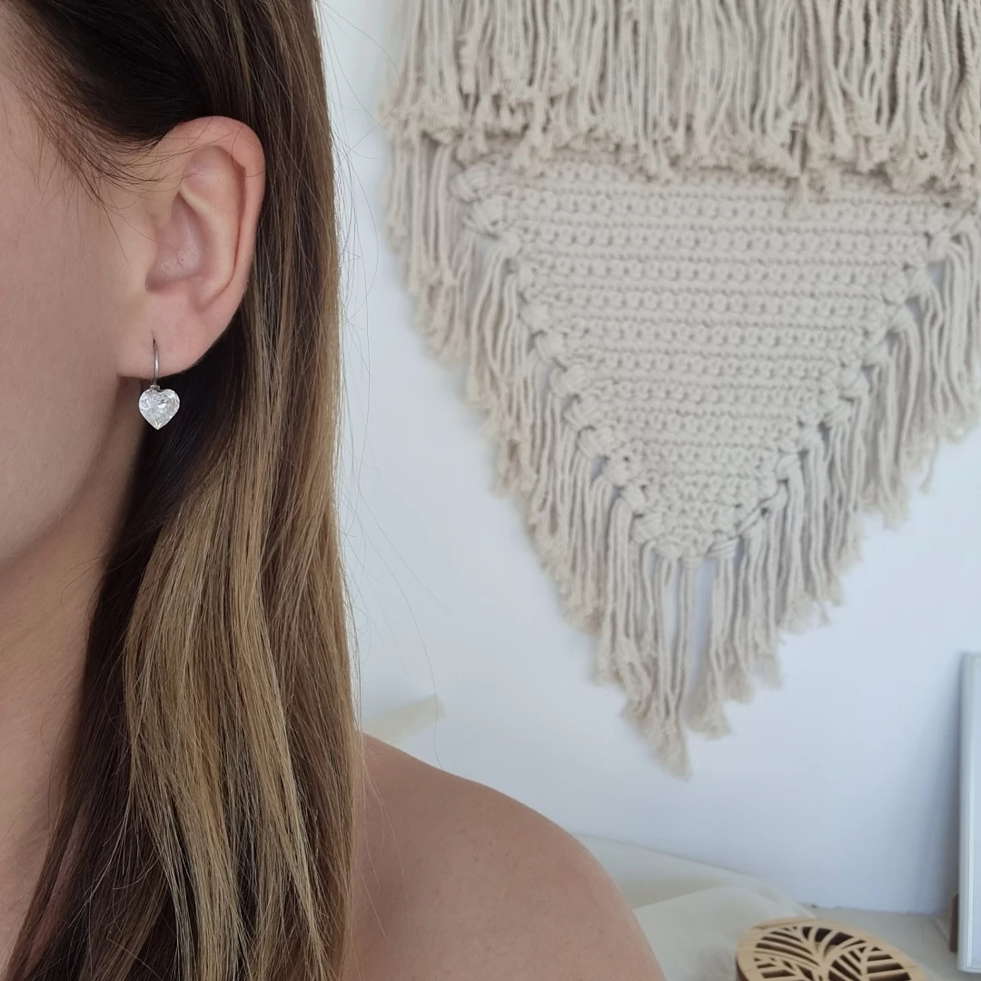 Ocelové náušnice srdce Swarovski čiré Michalina Čirá