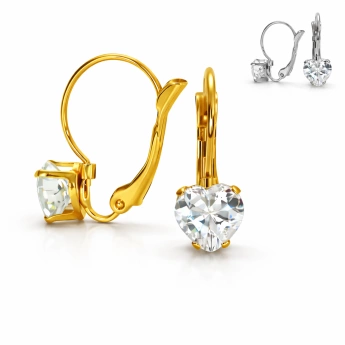 Ocelové náušnice srdíčka čirá Xavius