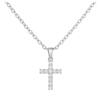 Ocelový náhrdelník s křížkem osazeným zirkony Krist