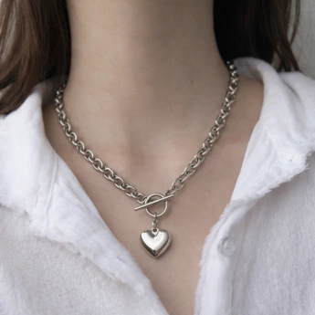 Ocelový náhrdelník se srdíčkem na gravírování Tifany