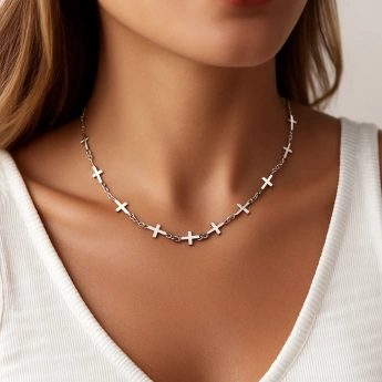 Ocelový náhrdelník křížky Silviana