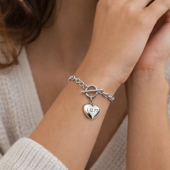 Ocelový náramek se srdíčkem na gravírování Tifany