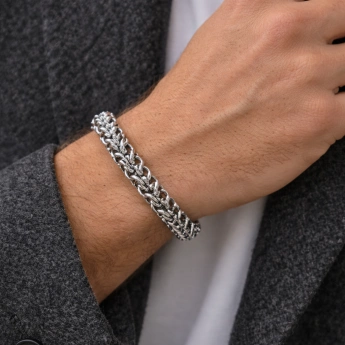 Ocelový pánský náramek Aranys – masivní pletený design