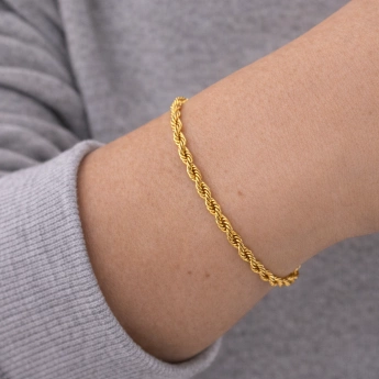 Pozlacený ocelový náramek Rope – luxusní kroucený vzor