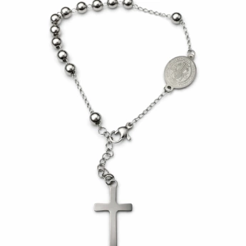 Ocelový růženec – náramek s křížkem