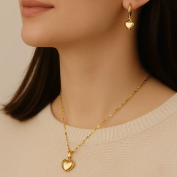 Ocelová souprava srdce zlacená