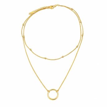 Ocelový zlacený dvojitý náhrdelník Dove