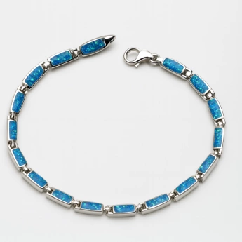 Stříbrný náramek opál bílý Orson