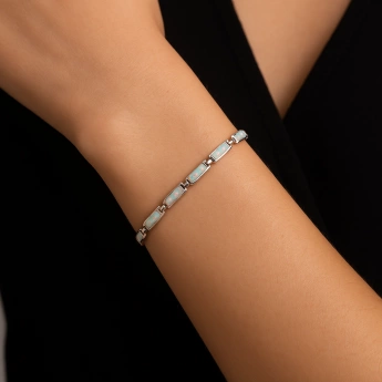 Stříbrný náramek bílý opál Oresta