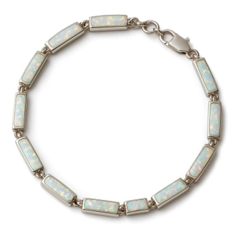 Stříbrný náramek bílý opál Oresta