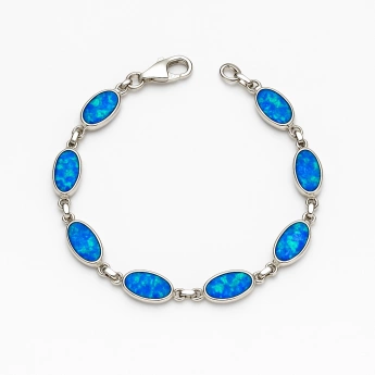 Stříbrný náramek opál modrý Olivie