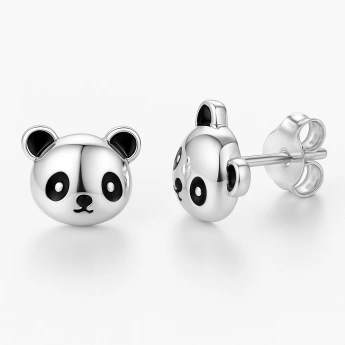 Stříbrné náušnice Panda
