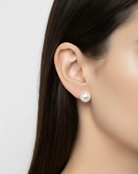 Stříbrné náušnice s plochou perlou 14 mm Josi