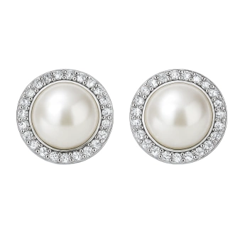 Stříbrné náušnice se zirkonem a perlou Katie