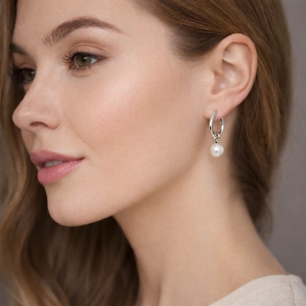 Ocelové perlové náušnice s klapkou Stříbrná