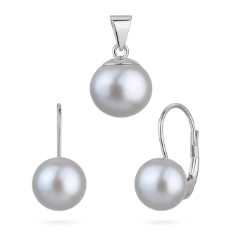 Stříbrný komplet s perlou a zirkony Teagan