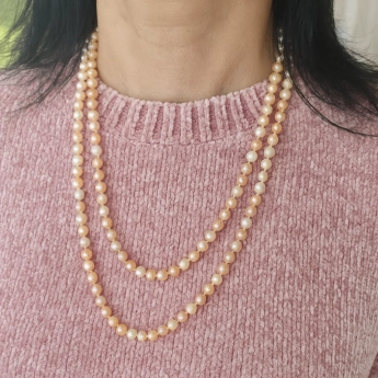 Vícebarevný perlový náhrdelník z pravých perel 120 cm