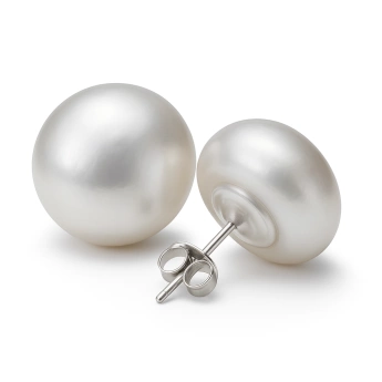 Stříbrné náušnice s plochou perlou 14 mm Josi