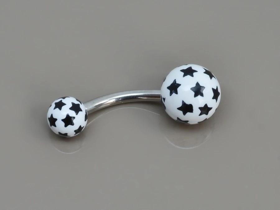 Ocelový piercing do pupíku hvězdy a květiny