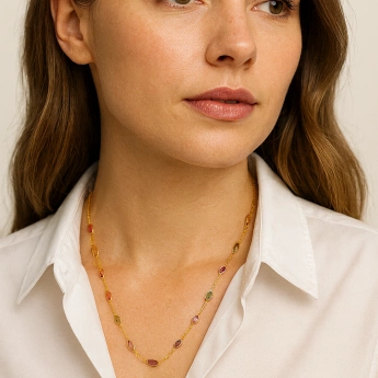 Stříbrný náhrdelník Turmalín Rossie