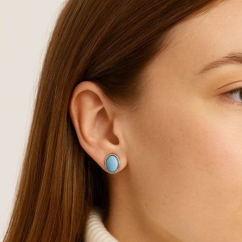 Stříbrné náušnice s larimarem Peris