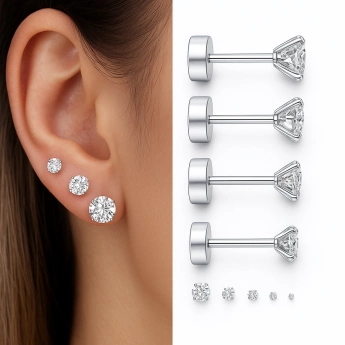 Ocelové náušnice zirkon