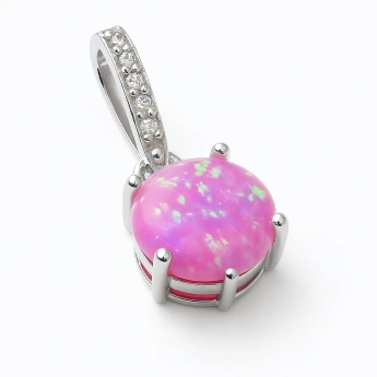Stříbrný přívěsek s růžovým opálem