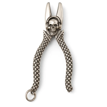 Stříbrný přívěsek kombinačky s lebkou