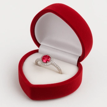 Stříbrný prsten s červeným zirkonem Mystic