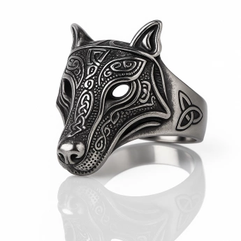 Ocelový prsten severský vlk Hay