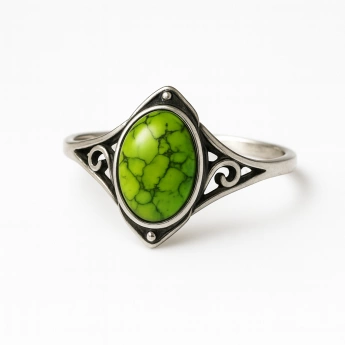 Stříbrný prsten tyrkys zelený Glanc