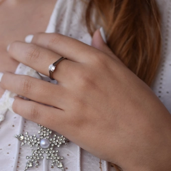 Ocelový prsten se zirkonem Joy